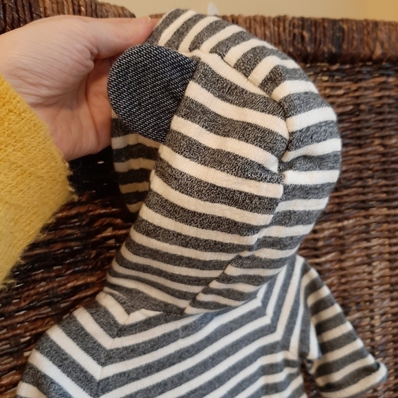 NWT Peek XS (0-3mo) Baby Stripe Hoodie One Piece Gender Neutral Heather Grey - Picture 11 of 11